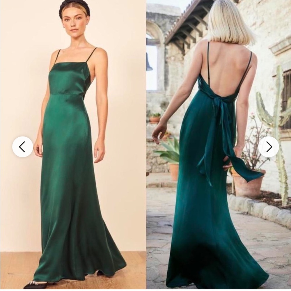 Reformation Zinfandel Dress Emerald Green Gem